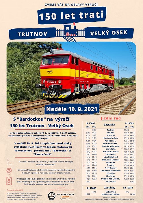 Výročí 150 let trati Trutnov - Velký Osek